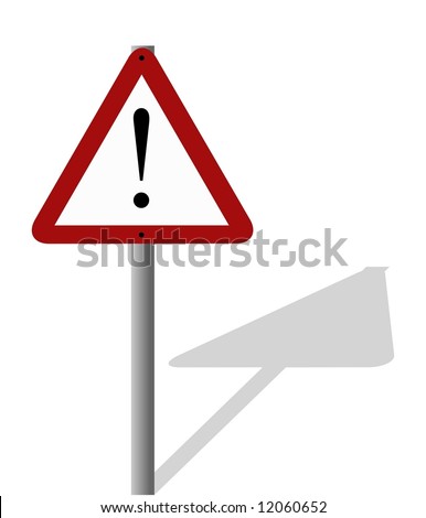 Triangular Road Sign Exclamation Mark Warning Stock Illustration