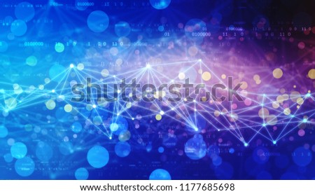Triangular tech background with connections, Internet Connection technology background,Global Network Connection Background 