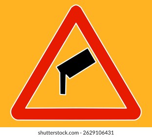 A triangular traffic sign warning of falling objects or landslides.
