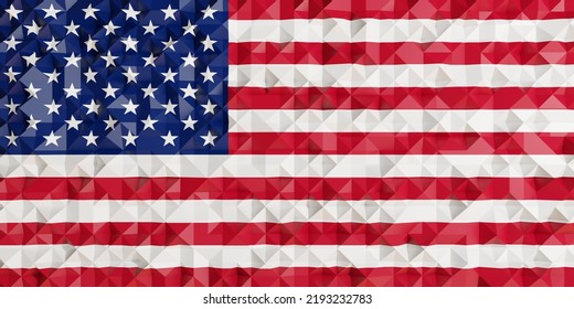 Triangulated USA National Flag. 3D Illustration Of American Spirit And Affairs