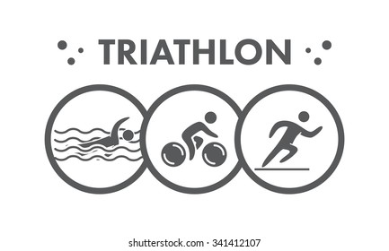 Triathlon Logo Icon Swimming Cycling Running Stock Vector (Royalty Free ...