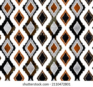 Tribal antique native burnt orange American diamond geometric seamless pattern. Hand drawn abstract background. Digital print design for, rug, scarf, carpet, rug, curtain, wall tile , canvas, poster 