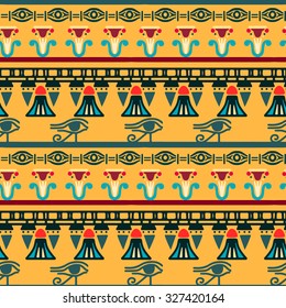 Tribal art Egyptian vintage ethnic silhouettes seamless pattern. Egypt borders. Folk abstract repeating background texture. Cloth design. Wallpaper 
