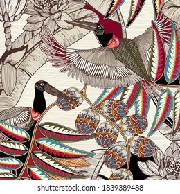 Tribal Feather Design With Birds