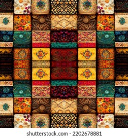 Tribal Pattern, Ornamental Wallpaper, Embroidery, Fantasy Home Decoration, Bohemian Style Ornaments, Botanical Illustrations, Handcrafts, Textiles, Interior And Exterior Surface, Ceramics Tiles