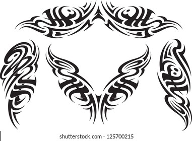 Tribal Styled Tattoo Patterns Fit Back Stock Illustration 125700215 ...