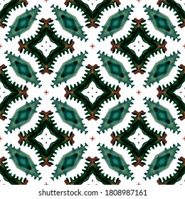 Tribal Texture. Hand Drawn Painted. Navajo, Aztec, American, Cherokee Seamless Pattern. Chevron Geometric. Old Home Decor. Green, Lime, Mint Print. Graphic Print.