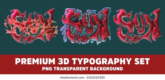 tribal typography 3d rendering design
