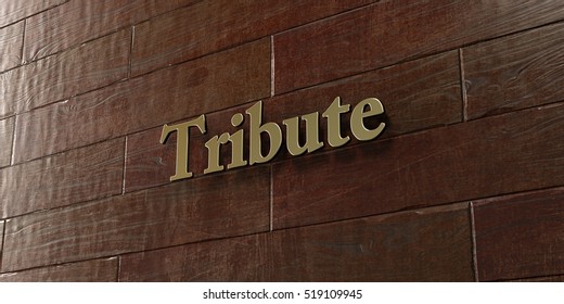 Tribute - Bronze Plaque Mounted On Maple Wood Wall  - 3D Rendered Royalty Free Stock Picture. This Image Can Be Used For An Online Website Banner Ad Or A Print Postcard.