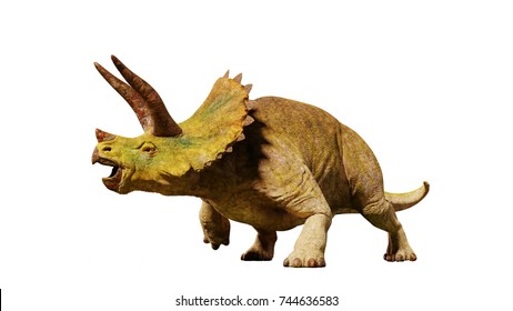 Triceratops Horridus Dinosaur From The Jurassic Era (3d Render Isolated On White Background)