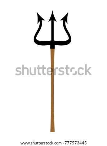 Trident isolated. Weapon of Satan and devil. Spear Poseidon