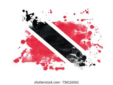Trinidad flag grunge painted background
