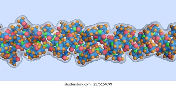 Triple Helix Collagen Peptide Molecule, Chemical Structure. 3D Illustration