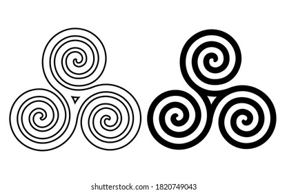 Triskelion Or Triskele Spiral Triangle Symbol Illustration Design