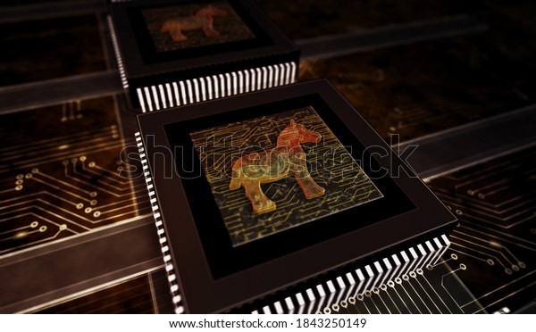Trojan Attack Computer Virus Cyber Security Stock Illustration ...
