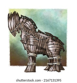 Trojan Horse. Attack In Trojan War. Greek Mythology. War Tactics.