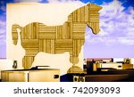 Trojan horse and computer 3d rendering