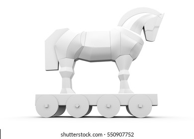 Trojan Horse On White Background 3D Illustration