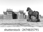 Trojan Horse at Troy in black and white
Computer generated 3D illustration