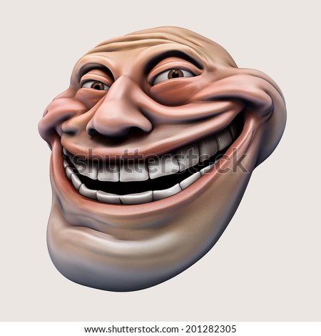 Trollface laughing internet meme troll head stock illustration