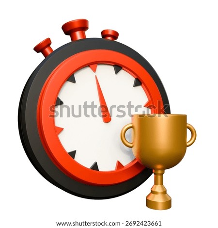 Trophy cup with chronometer on a isolated background. Sports competitions. Stopwatch. Sport contest concept with chronometer. Sport timer. Stopwatch.