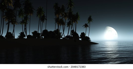 269 Tropical island under the moon Images, Stock Photos & Vectors ...