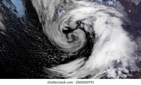 Tropical Cyclone Forming Into Hurricane As Seen On Severe Weather Satellite