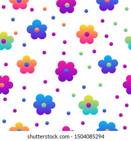 Tropical flowers seamless pattern. Abstract plants swatch for design brthday card, modern party invitation, spring or summer season shop sale, holiday advertising, bag or dress print. Raster copy
