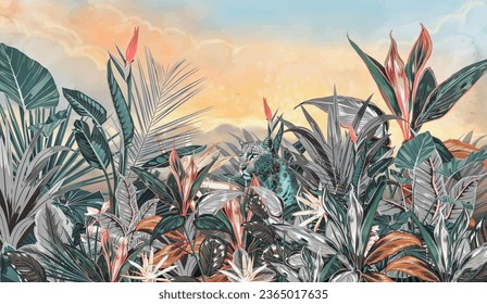 ilustración bosque tropical 