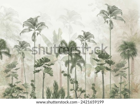 Tropical forest landscape wallpaper design - Mural wallpaper - 3D illustration
 ストックフォト © 