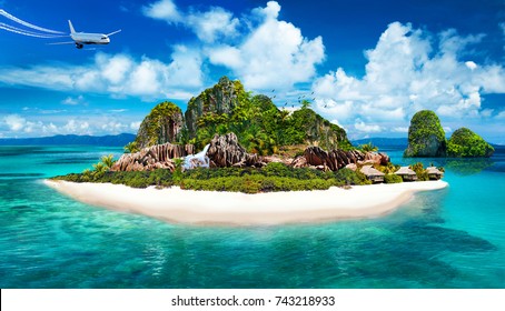 tropical island 3D illustration