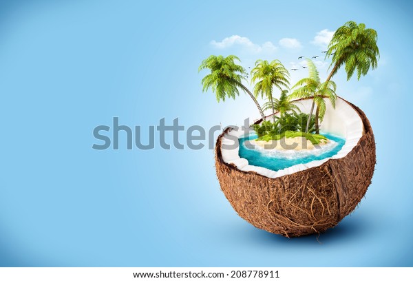 Tropical Island Coconut Traveling Vacation Stock Illustration 208778911 ...