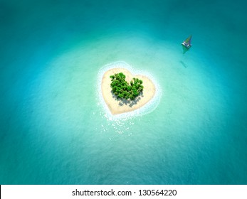 Tropical Island in form of heart - Powered by Shutterstock