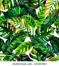 Tropical Leaves Seamless Pattern