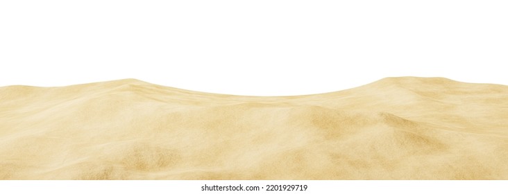 Tropical Sandy Beach Isolated On A White Background. Summer Beach. Realistic Sand Texture, 3d Render.