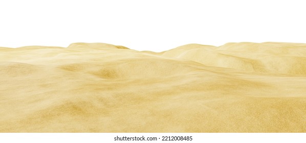 Tropical Sandy Beach Isolated On A White Background. Summer Beach, Border. Realistic Sand, 3d Render