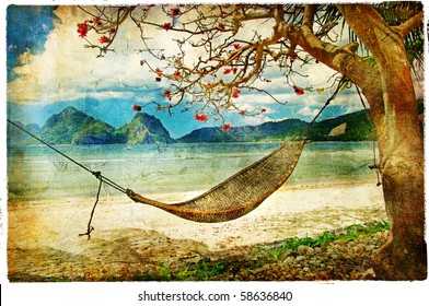 tropical scene- artwork in painting style - Powered by Shutterstock - Get 15% off with code: PIKWIZARD15