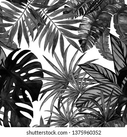 Tropical Seamless Pattern Jungle Leaves Palms Stock Illustration ...