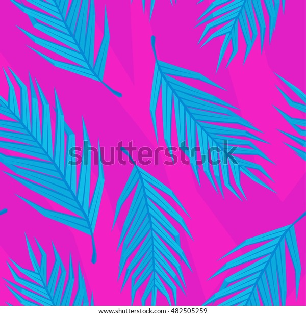 Tropical Seamless Pattern Rasterpalm Leaves Cartoon Stock Illustration ...