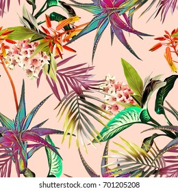 Tropical Seamless Pattern. Watercolor Background.