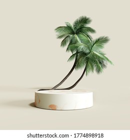 Tropical Summer Display Podium. 3d Rendering