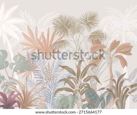 tropical trees in white background vector interior 	