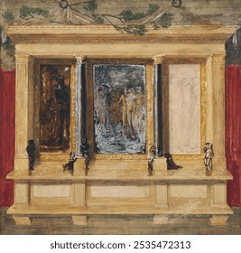 Troy Triptych - Compositional Study (1870-2) painting by Sir Edward Burne-Jones. Luxury vintage interior deisgn. Vintage interior luxury art drawing illustration, old painting art print.