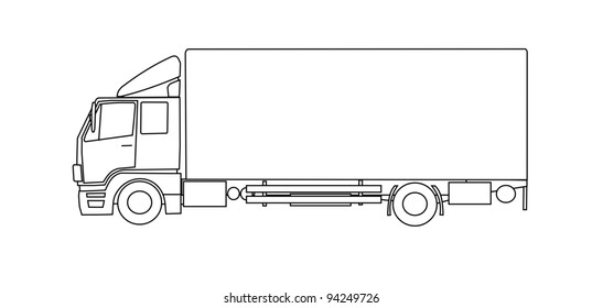 Vector Outline Set Different Trucks Semitrailer Stock Vector (Royalty ...