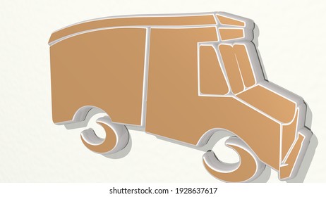 TRUCK 3D Drawing Icon, 3D Illustration