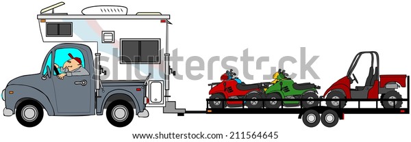 Truck Camper Towing Atvs Stock Illustration 211564645 | Shutterstock