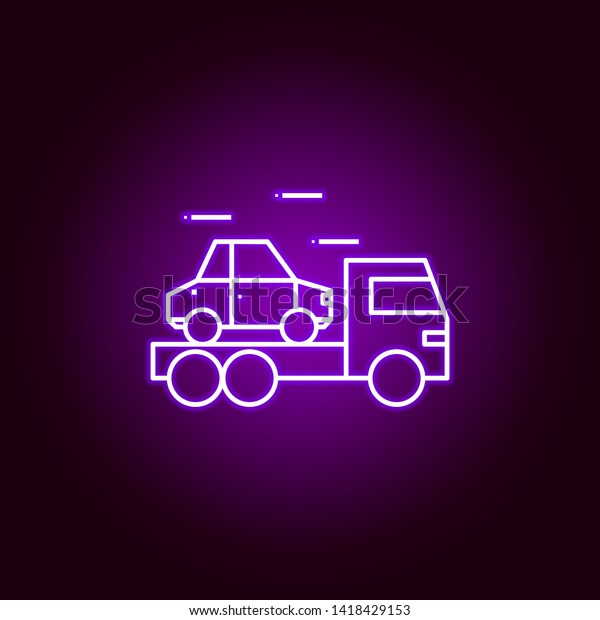 truck car outline icon in neon style.\
Elements of car repair illustration in neon style icon. Signs and\
symbols can be used for web, logo, mobile app, UI,\
UX