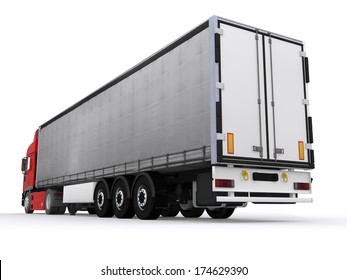 Truck with curtainside trailer