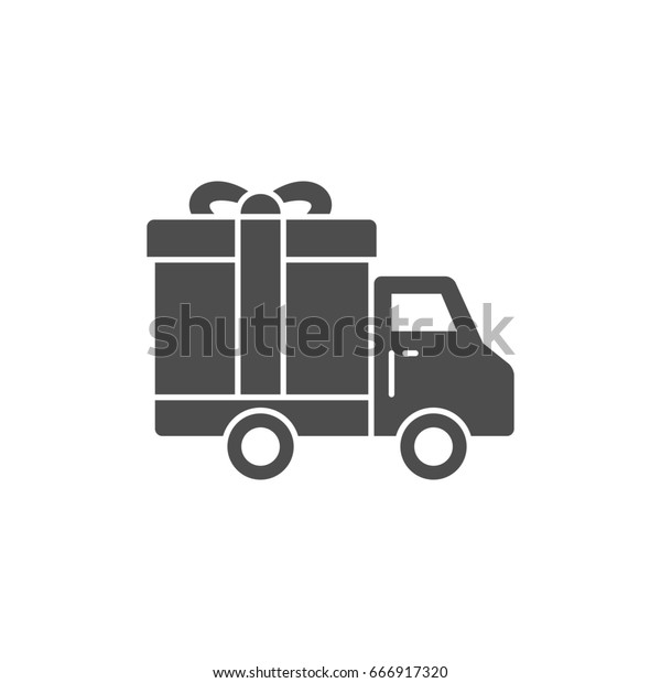 Truck delivery\
gift box icon on white\
background