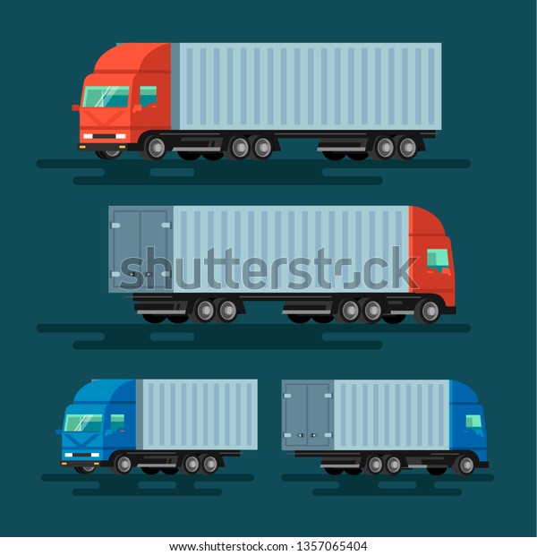Truck delivery  illustration. Truck car on road in\
flat style.